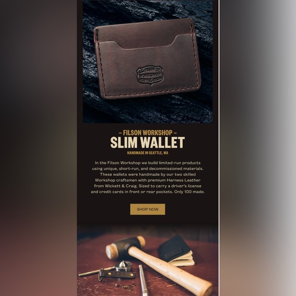 Filson Workshop Leather Slim Wallet - Limited Edition - Only 100 Made - Picture 9 of 9